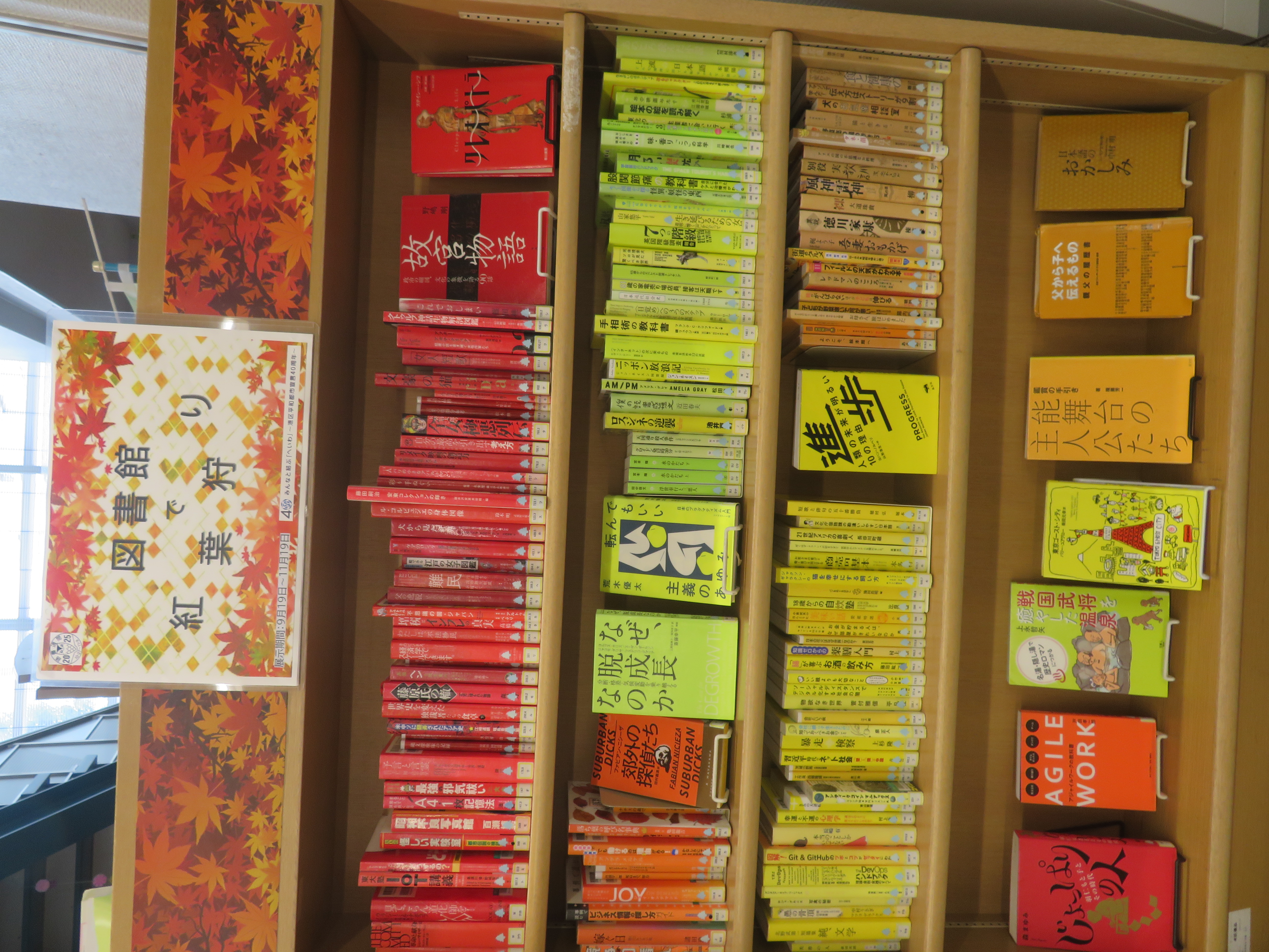 図書館で「紅葉がり」